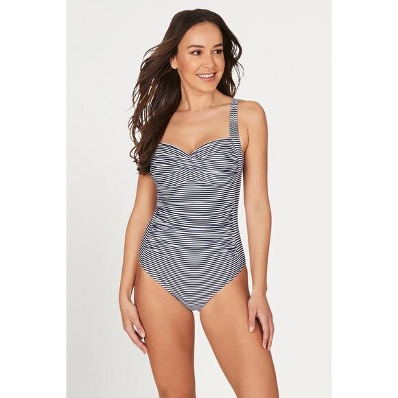 Niptuck Sorrento Stripe Joanne One Piece Swimsuit Blue White Size 12 - Picture 2 of 8